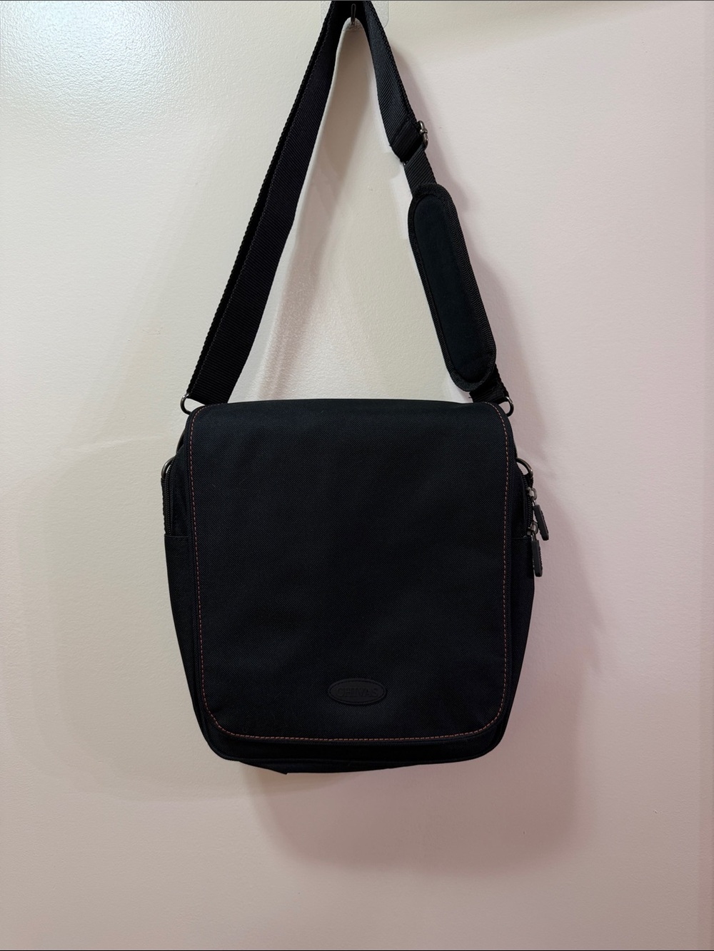 Chivas. Black Canvas Men's Crossbody Messenger Bag. NWOT. 12”X12”